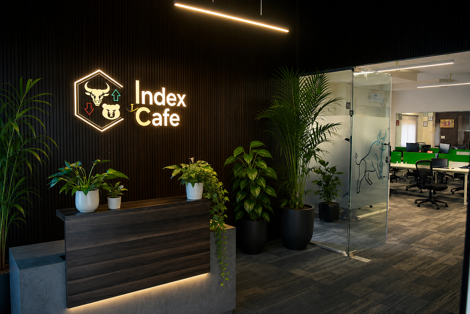 Premium glass office workspace for financial professionals