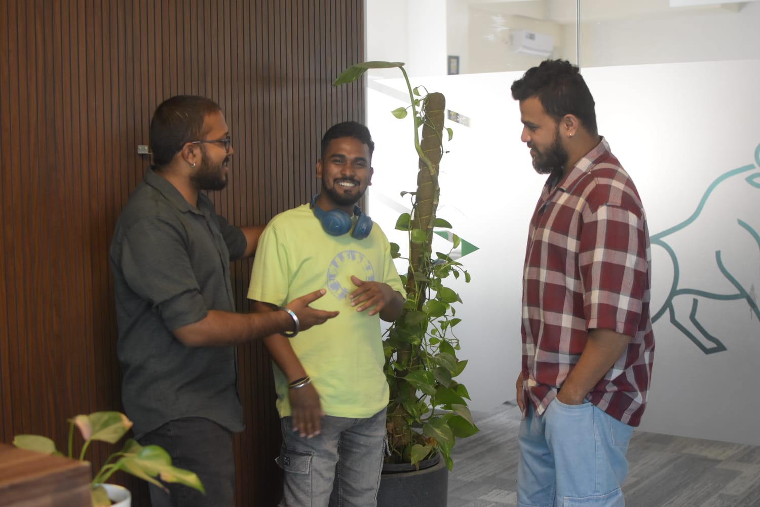 Professionals networking at a community event